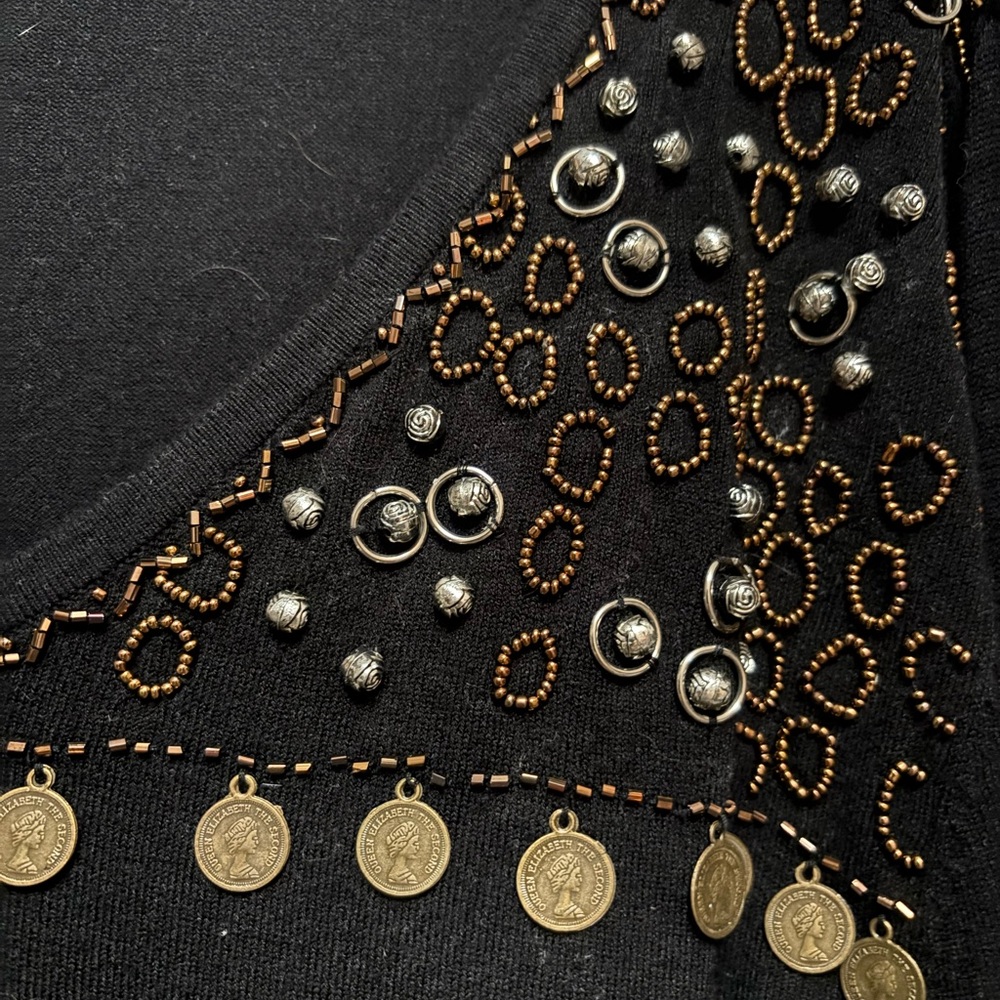 Minkas Black Long Sleeve Top with Gold Detailing - Picture 4 of 4